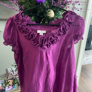 LOFT purple blouse LSU or Mardi Gras fans